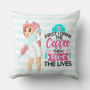 Coussin Infirmière amusante qui dit avec une grande aiguil