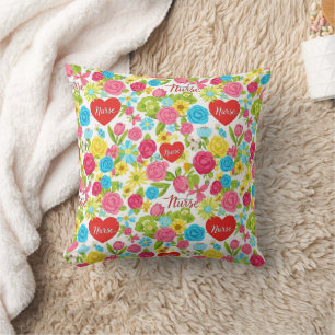 Coussin Infirmière Colorée Motif Floral (2)