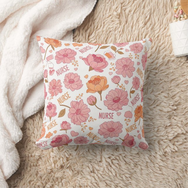 Coussin Infirmière Colorée Motif Floral (3) (Couverture)