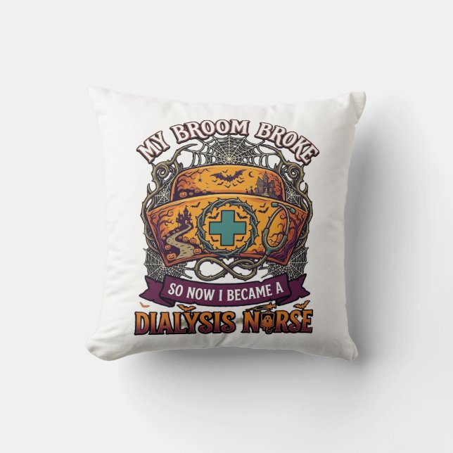 Coussin Infirmière de dialyse de balai cassé Halloween Cas (Recto)