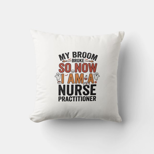 Coussin Infirmière de Halloween praticienne balai cassé vi (Recto)