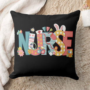 Coussin Infirmière de Pâques Stethoscope Lapin Oeufs lapin
