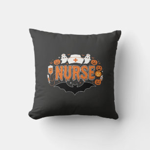 Coussin Infirmière d'Halloween dégoulinante de citrouille