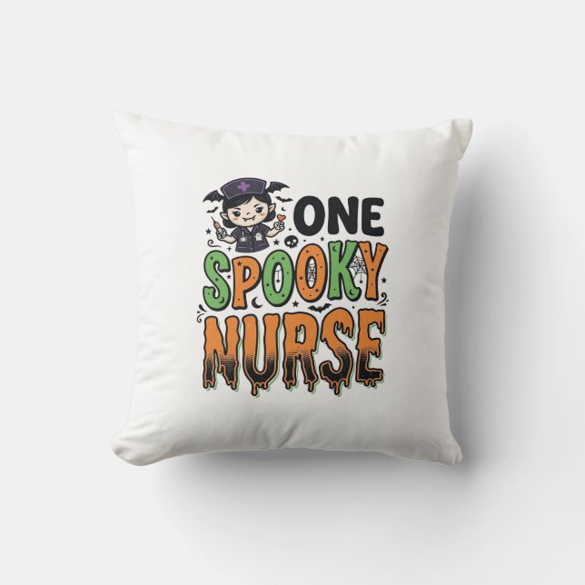 Coussin Infirmière effrayante Halloween Dessin de gravure  (Recto)