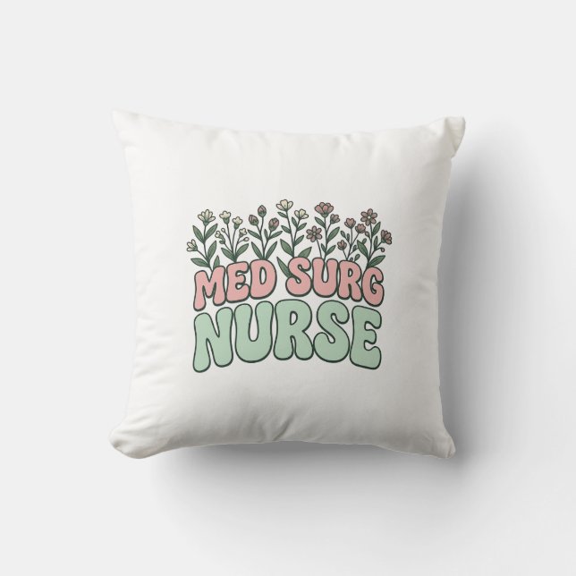 Coussin Infirmière en chirurgie florale dessin vectoriel v (Recto)