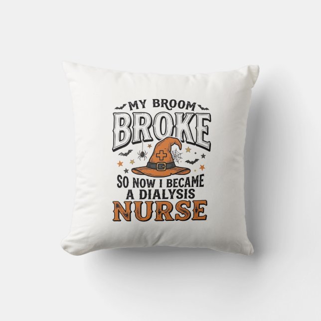 Coussin Infirmière en dialyse Halloween Sorcière Broom Bro (Recto)