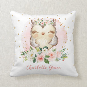 Coussin Infirmière féminine de la Chouette florale d'or de