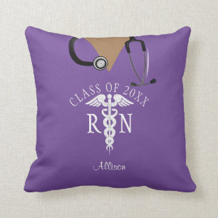 Coussin Infirmière Graduation Purple Scrub Top Personnali