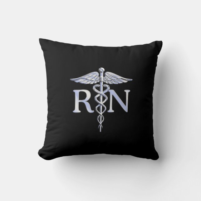 Coussin Infirmière inscrite RN Caduceus Snakes Style on Bl (Recto)
