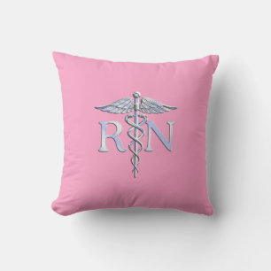 Coussin Infirmière inscrite Silver Caduceus Décor rose cla