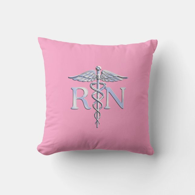 Coussin Infirmière inscrite Silver Caduceus Décor rose cla (Recto)