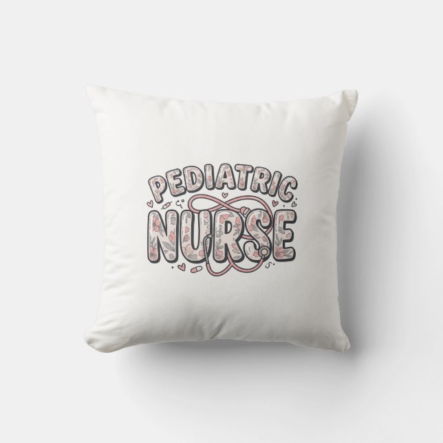 Coussin Infirmière pédiatrique dessin de gravure florale v (Recto)