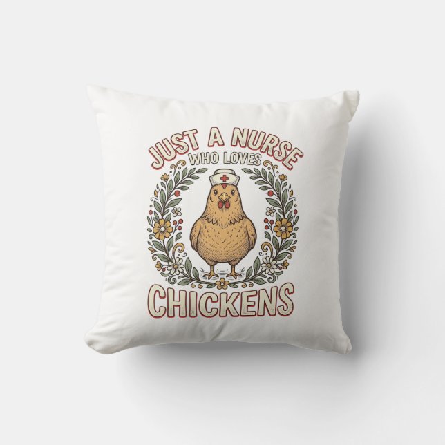 Coussin Infirmière qui aime les poulets Design de T-shirt  (Recto)