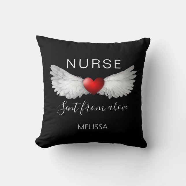 Coussin Infirmière Red Heart Angel Wings Moderne Customisé (Recto)