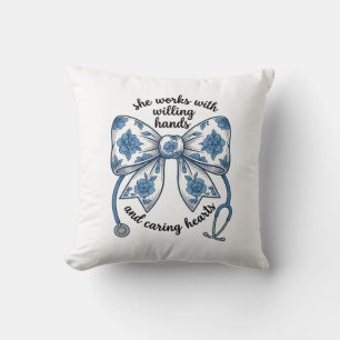 Coussin Infirmière Stethoscope à Noeud Papillon Floral Gra