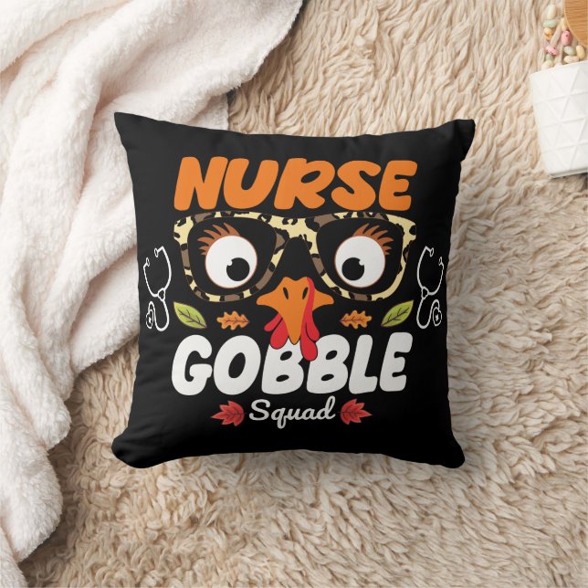 Coussin Infirmière Turquie Gobble Squad Thanksgiving Infir (Couverture)