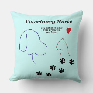 Coussin Infirmière vétérinaire - Empreintes de pattes sur