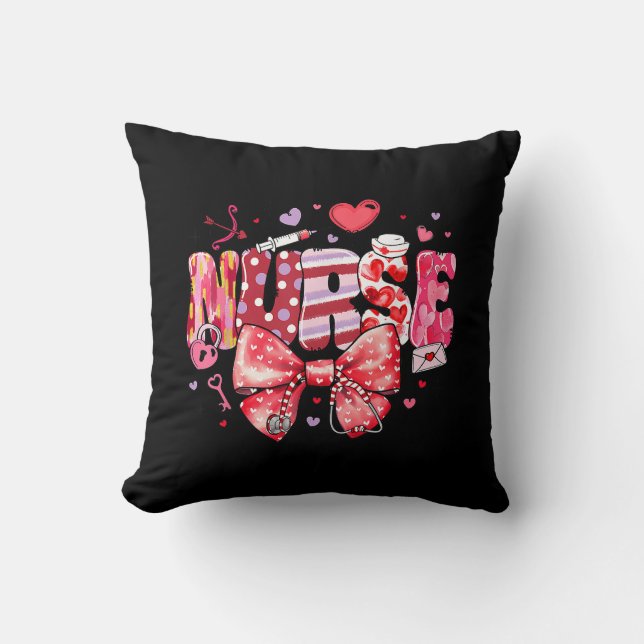 Coussin Infirmières Valentines Jour Coeur Bow Stethoscope  (Recto)