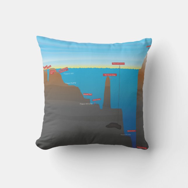 Coussin Infographie océanographique la plus profonde (Recto)