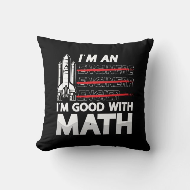 Coussin Ingénieur aérospatial Je suis un bon avec Math Spa (Recto)