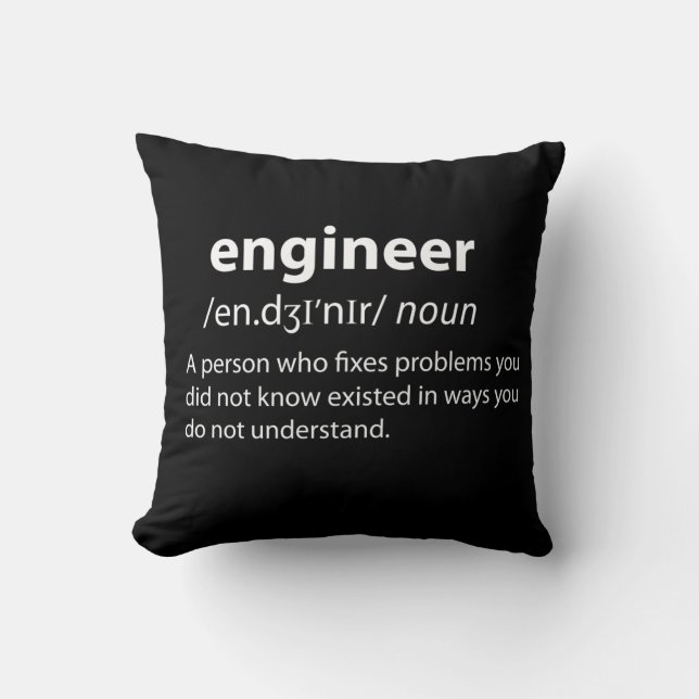 Coussin Ingénieur Définition de dictionnaire drôle (Recto)
