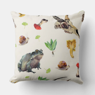Coussin Ingrédients de brassage de sorcière d'aquarelle