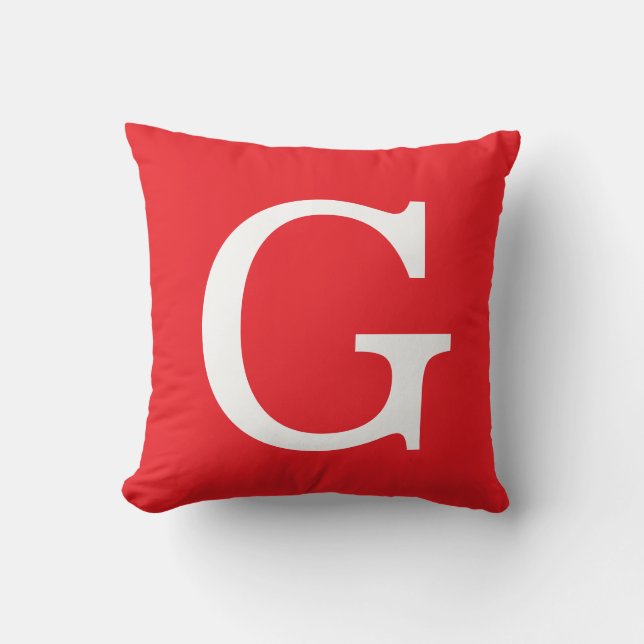 Coussin Initial Letter Monogram Red White Plain Simple (Recto)