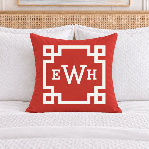 Coussin Initiale de monogramme grec clé rouge gras