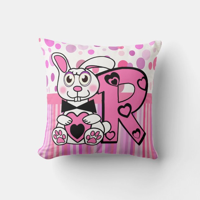 Coussin Initiale du nom de l'enfant de lapin de R (Recto)