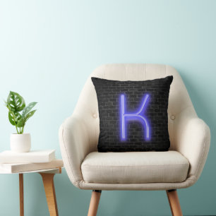 Coussin Initiale K À Neon Marquee Sur Brick