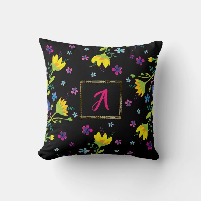 Coussin Initiale personnalisée Magique jardin de nuit (Recto)