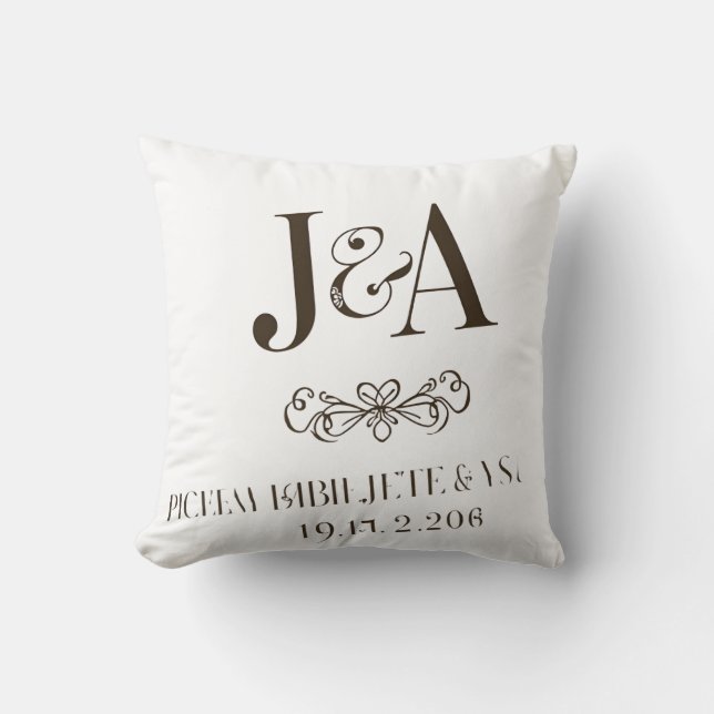 Coussin Initiales co-jointes Deux Monogrammes Impression a (Recto)