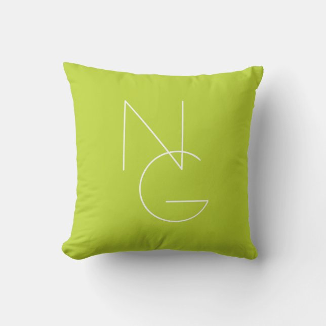 Coussin Initiales de chevauchement modernes 2 | Lime vert (Recto)