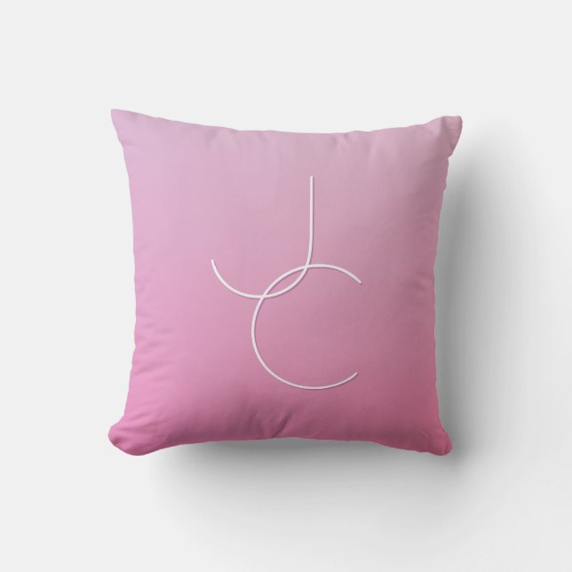 Coussin Initiales de chevauchement modernes 2 | Ombre rose (Recto)