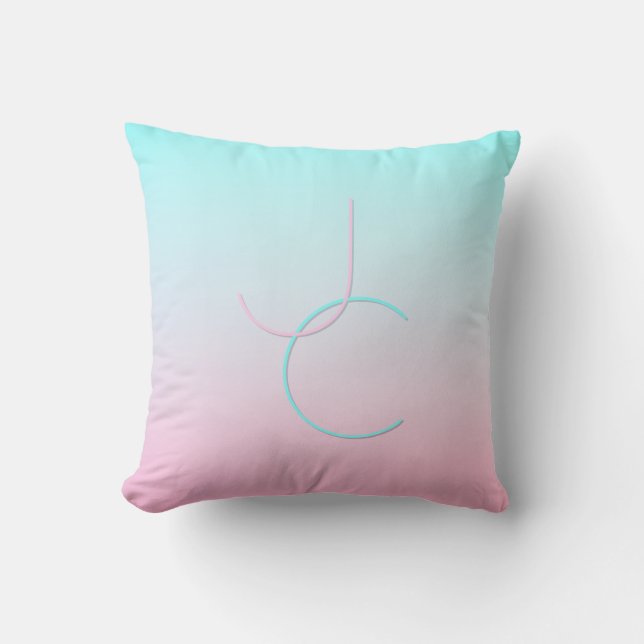Coussin Initiales de chevauchement modernes 2 | Rose turqu (Recto)