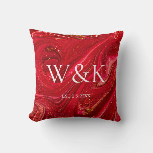 Coussin Initiales de monogramme de couple de mariage d'ann