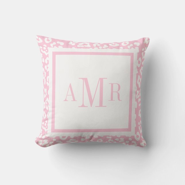 Coussin Initiales de monogramme d'empreinte de léopard de (Recto)