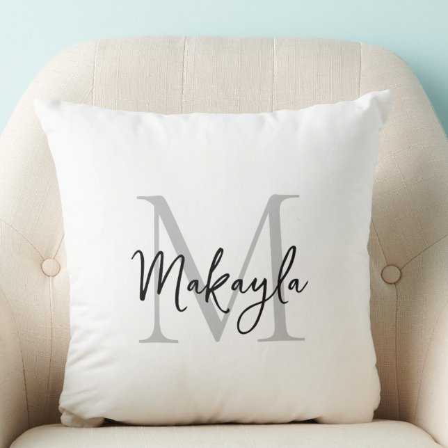 Coussin Initiales de monogramme moderne en écriture cursiv (Créateur téléchargé)