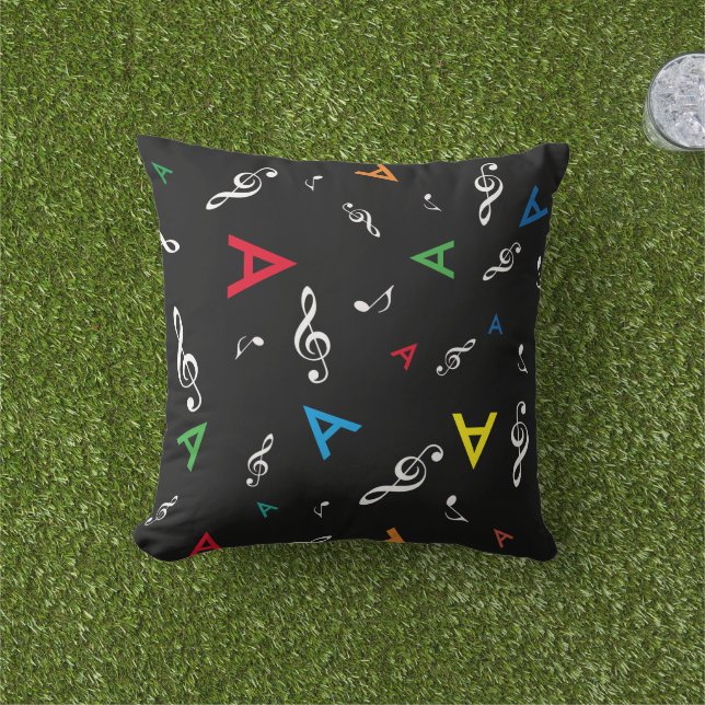 Coussin initiales de musique colorées personnalisées / noi (Herbe)