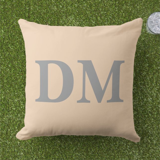 Coussin Initiales élégantes modernes Style simple Rose (Herbe)