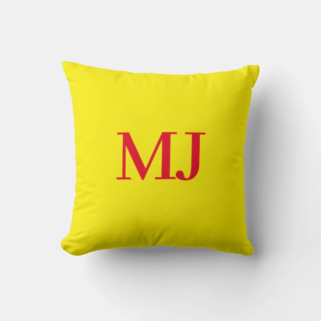 Coussin Initiales en monogramme jaune simple et tendance (Recto)