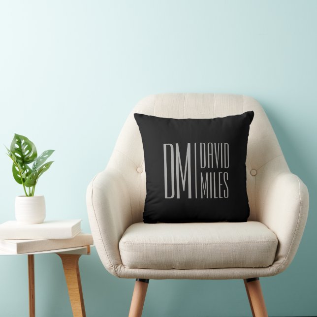 Coussin Initiales et logo de nom gris minimal et moderne é (Chaise)