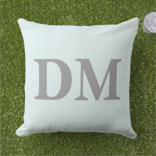 Coussin Initiales lettres modernes bleues et grises Minima