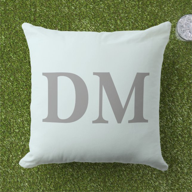 Coussin Initiales lettres modernes bleues et grises Minima (Herbe)