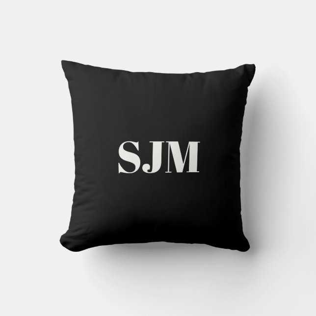 Coussin Initiales minimalistes en monogramme personnalisée (Recto)