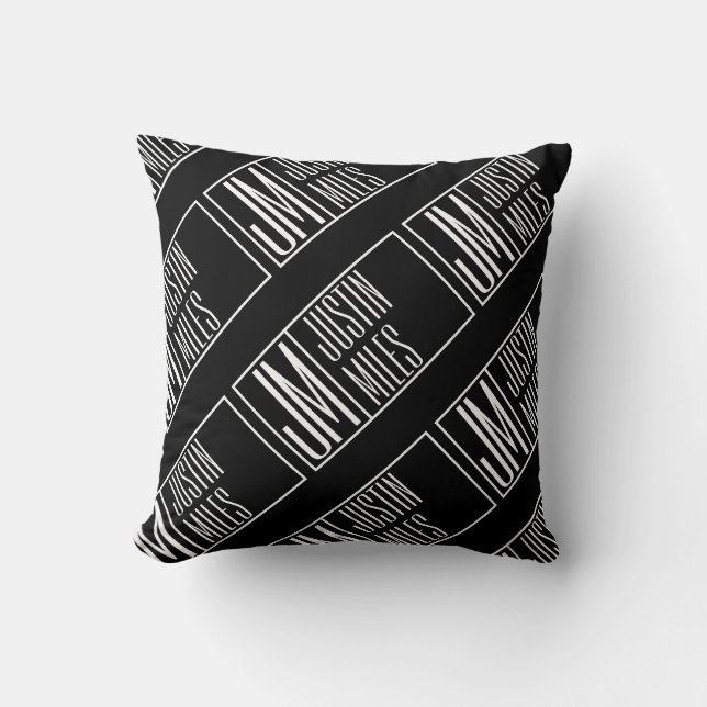 Coussin Initiales modernes avec motif de monogramme de nom (Recto)