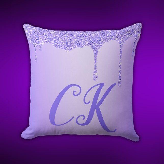 Coussin Initiales Monogramme avec Parties scintillant viol (Créateur téléchargé)