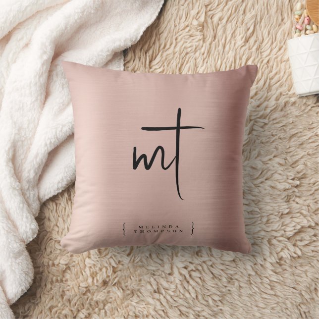 Coussin Initiales Monogrammées en Rose Gold avec Typograph (Couverture)