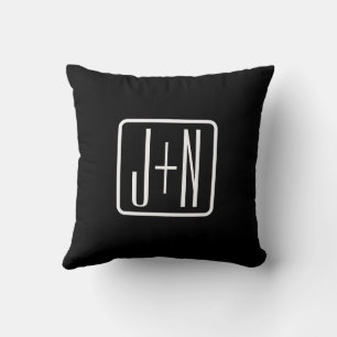Coussin Initiales Monogrammées Modernes Noir & Blanc