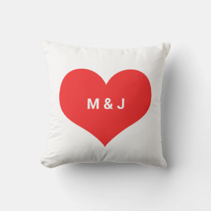 Coussin Initiales Monogrammes de Saint-Valentin du Coeur R